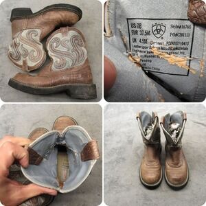 Ariat Womens Boots 7 B  Brown Leather Embellished Pull-On Western Cowboy‎ Rodeo